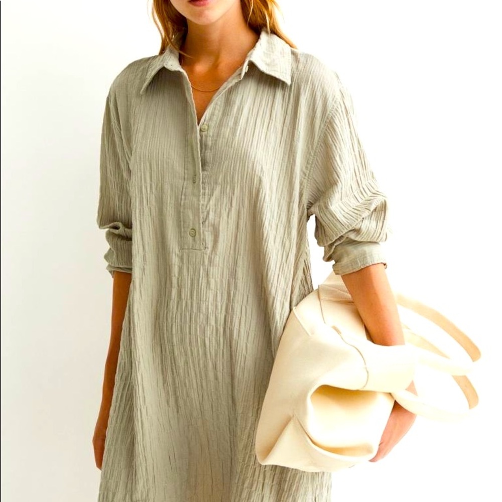 H&M Green Shirt Dress- Like New!